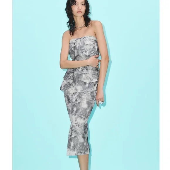 NEW! Zara Printed Cargo Dress with pockets - Picture 2 of 15